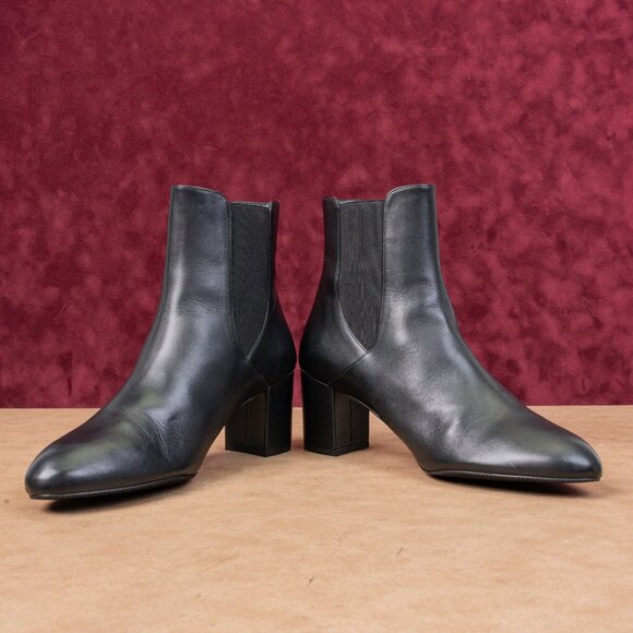 Stuart Weitzman Women Yuliana 60 Black Leather Slip-on Chelsea Dress Boots sz 12 - Picture 2 of 9